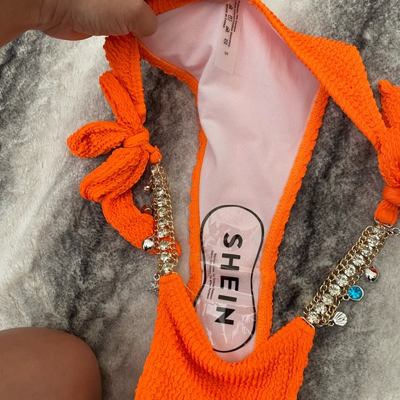 NEW Rhinestone Chain Decor Triangle Bikini Swimsuit - Picture 5 of 7